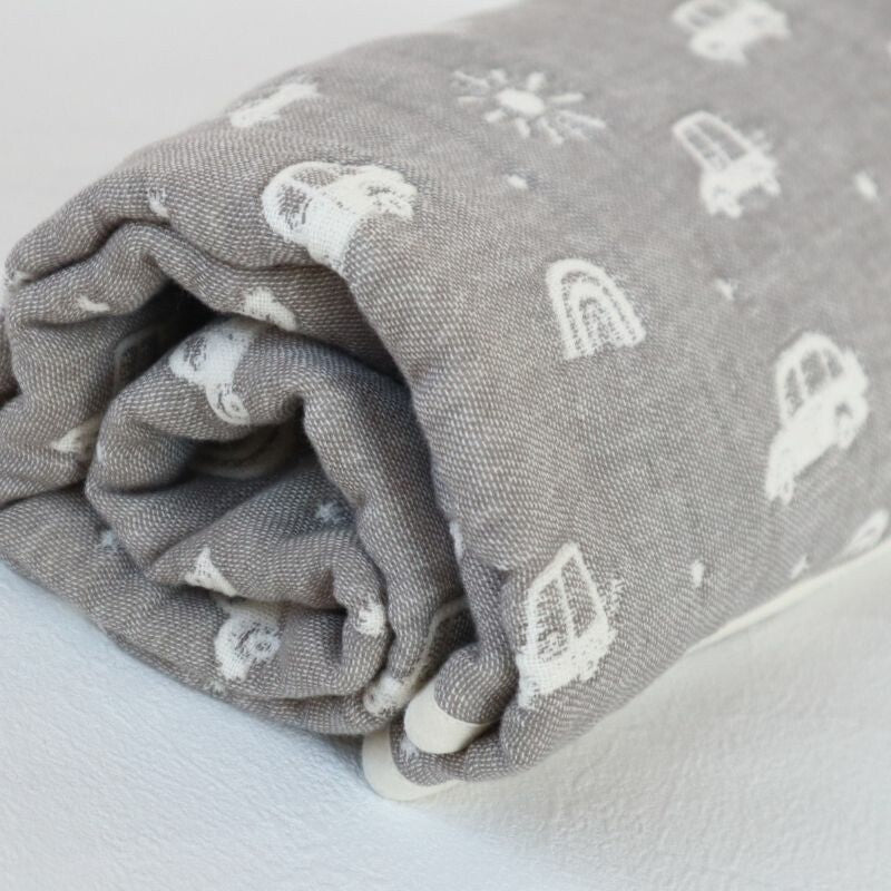 【日本製】藤原織布6層紗柔軟嬰兒被/毯子 (共2色) - 汽車 **