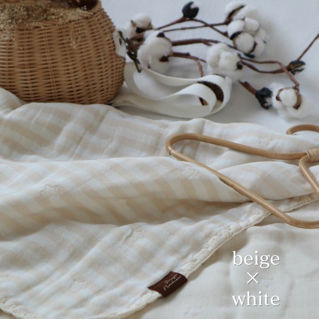 【日本製】藤原織布4層紗布嬰兒被/毛毯/浴巾 - 間條 (共2色)**