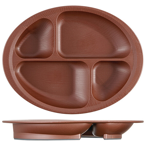 【日本製】嬰兒/兒童加固啡色木紋防滑分隔餐盤