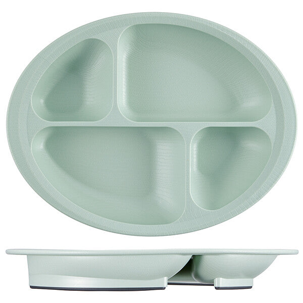 【日本製】嬰兒/兒童加固薄荷綠色木紋防滑分隔餐盤