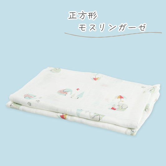 【日本直送】輕薄柔軟方形紗布浴巾/紗布被 - 大象