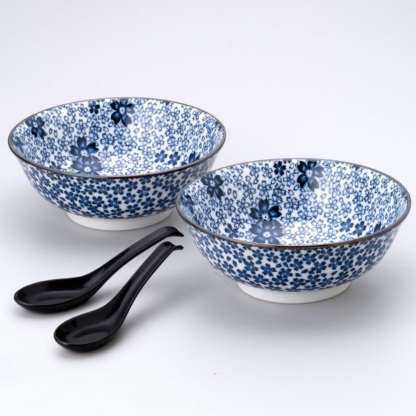 【日本製】美濃燒麵碗餐具套裝 - 櫻花圖案2件套 (含湯匙)