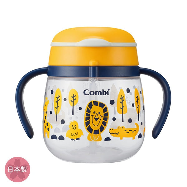 【日本製】Combi Laku Mug 防漏吸管學習水杯 240ml - 獅子 (可由6個月開始使用)