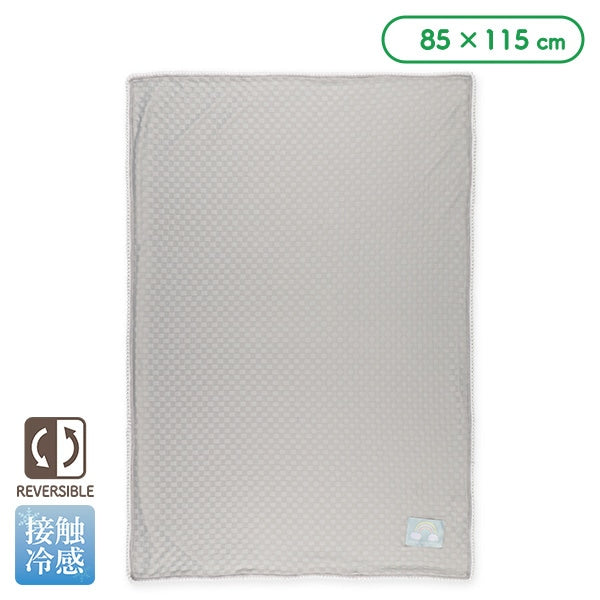 【日本直送】雙面絨毛涼感被 - 灰色格紋質感 (彩虹標誌)