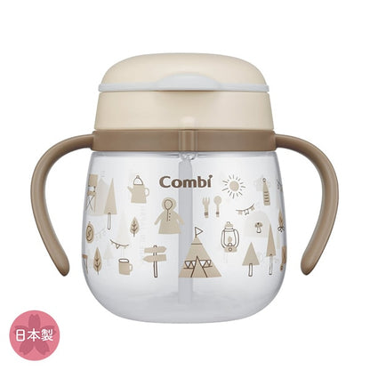 【日本製】Combi Laku Mug 防漏吸管學習水杯 240ml - 露營 (可由6個月開始使用)