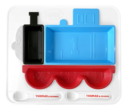 【日本製】Thomas火車頭造型 可拆式嬰兒/兒童分隔餐盤連餐具套裝