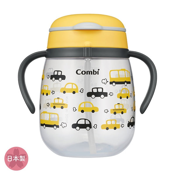 【日本製】Combi Laku Mug 防漏吸管學習水杯 340ml - 車仔 (可由6個月開始使用)